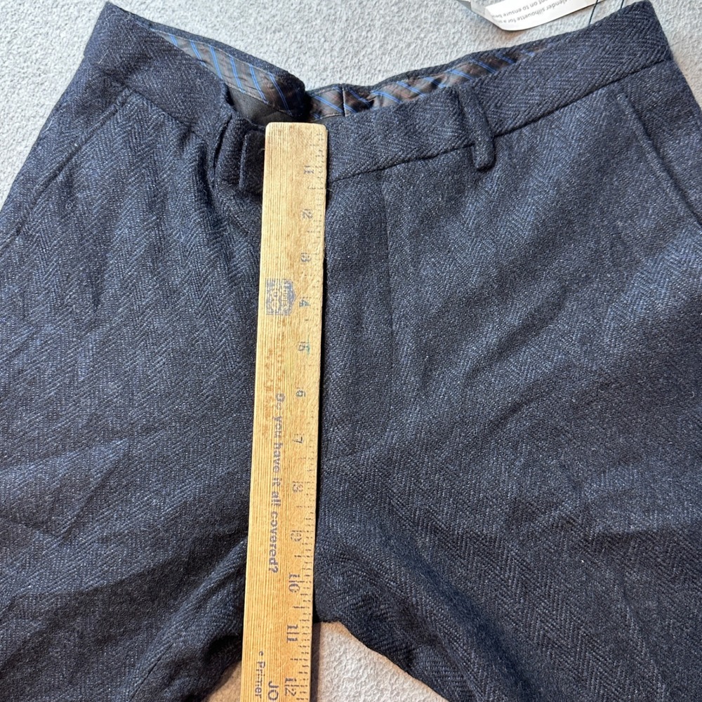 Edge by WD-NY Dress Pants Mens 29x32 Slim Fit Charcoal Herringbone Wool NEW - Picture 8 of 11